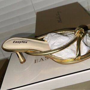 Easyfox Gold Women's Heeled Mules